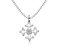 Cross Square CZ Silver Necklace SPE-3618